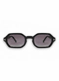 Aurélio Eyewear C4 zonnebril met zwart zeshoekig montuur en grijze verloopglazen
