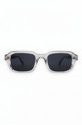 Aurélio Eyewear XI zonnebril met transparant rechthoekig montuur en donkergrijze glazen